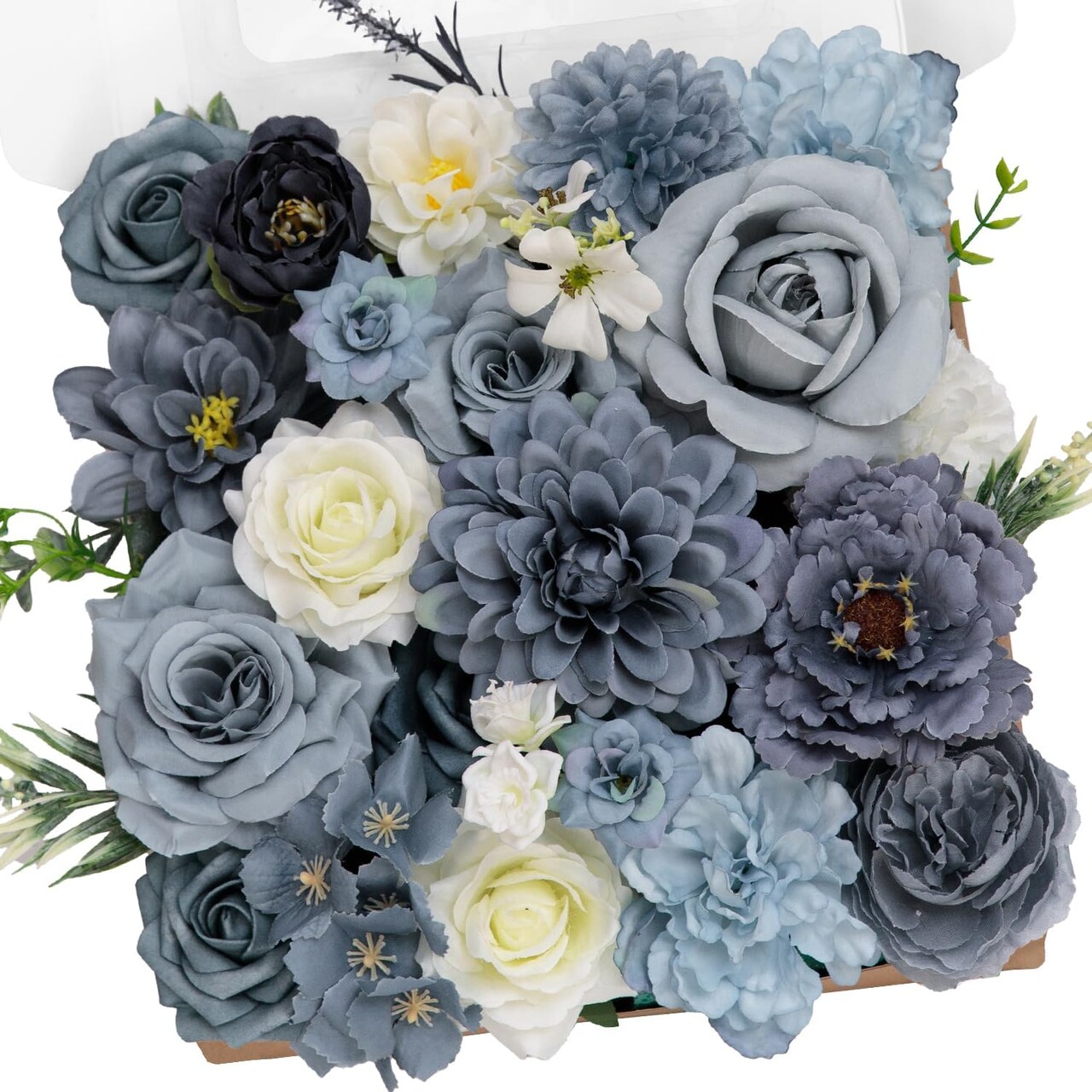Fake Flowers Artificial Flowers Peonies Bulbous Chrysanthemum Daisy Hydrangea Sunflower Violets Dahlia Daffodils Epiphyllum Orchid Cherry Blossom Camellia Leyaron (Dusty Blue)